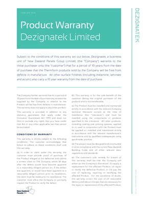 Dezignatek Warranty