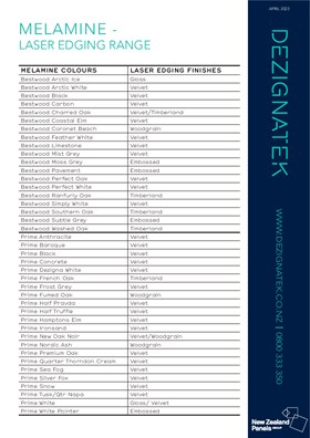Dezignatek Melamine Laser Edging Range