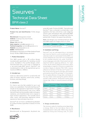 Swurves Technical Data Sheet / BPIR